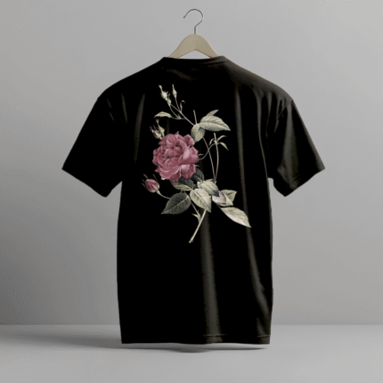 Черна тениска LIVORA Rose Noir с принт на роза на гърба